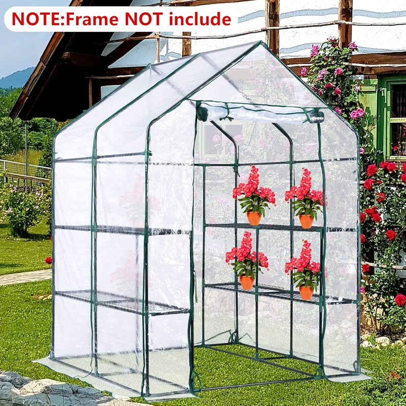 DECOHS Walk-in Greenhouse Replacement Cover with Roll-Up Zipper Door -56 x 56 x 76 Inch PVC Greenhouse Cover for Outdoor Plant Gardening Plants Cold Frost Protection Wind Rain Proof (Frame Not Include) - Image 5